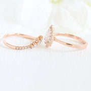 2 CT Pear Cut Moissanite Halo Bridal Wedding Ring Set Mapple Gems